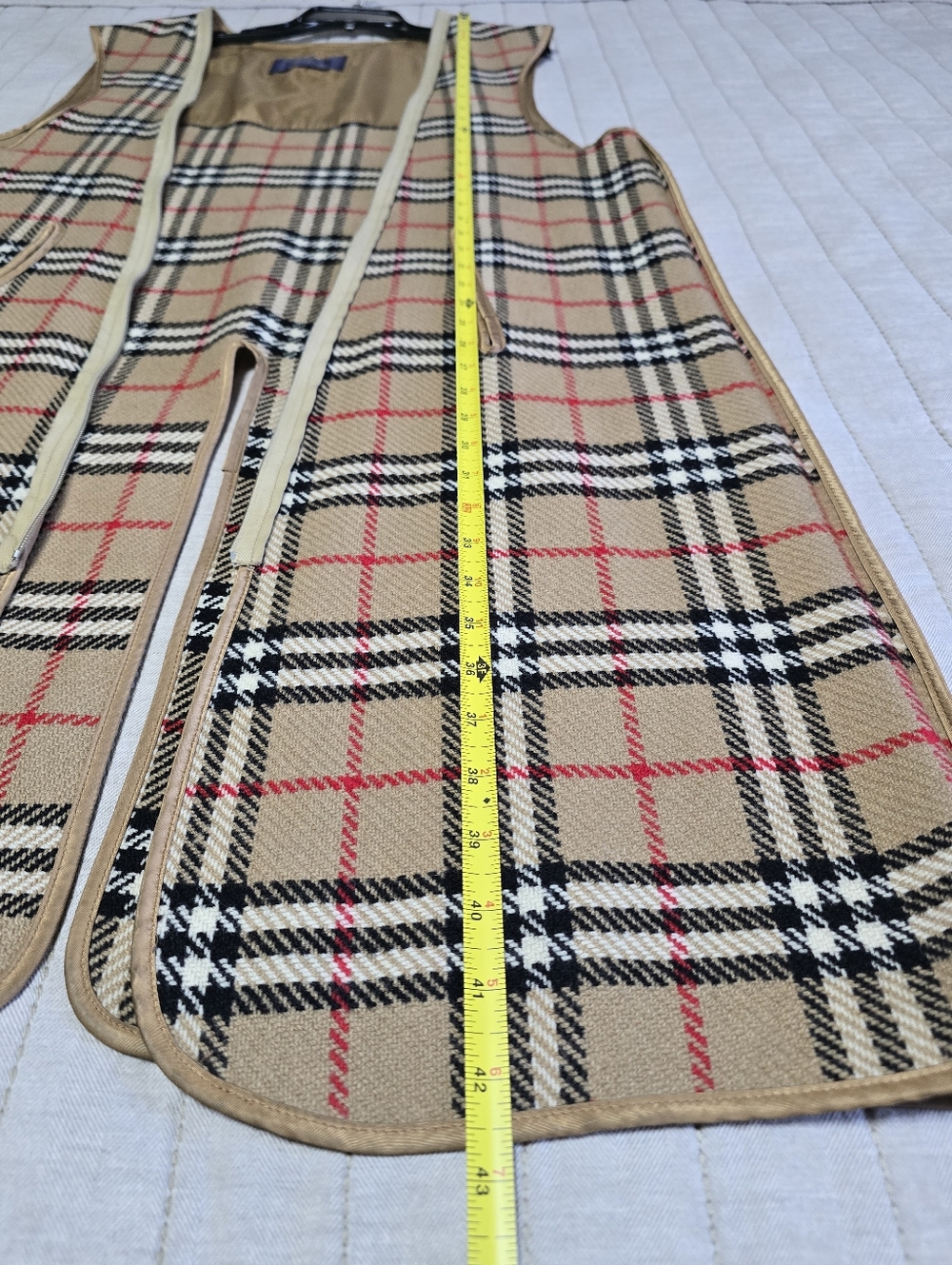 Burberry Beige Nova Check Sleeveless Long Vest/Liner With Zipper - Picture 8 of 11